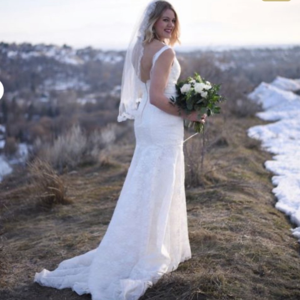 Lace low back Mermaid Train Wedding Dress